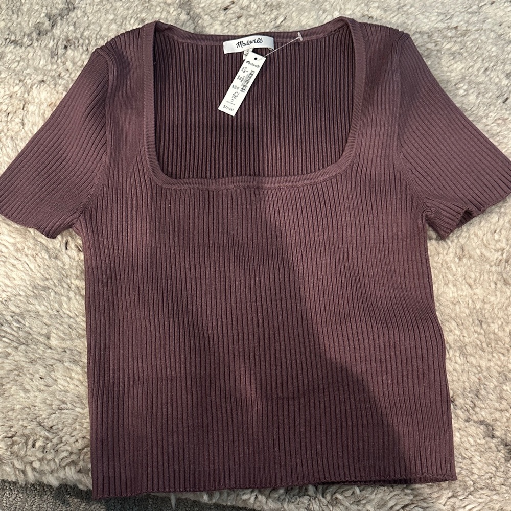 Women's Ribbed Square Neck Top - Purple